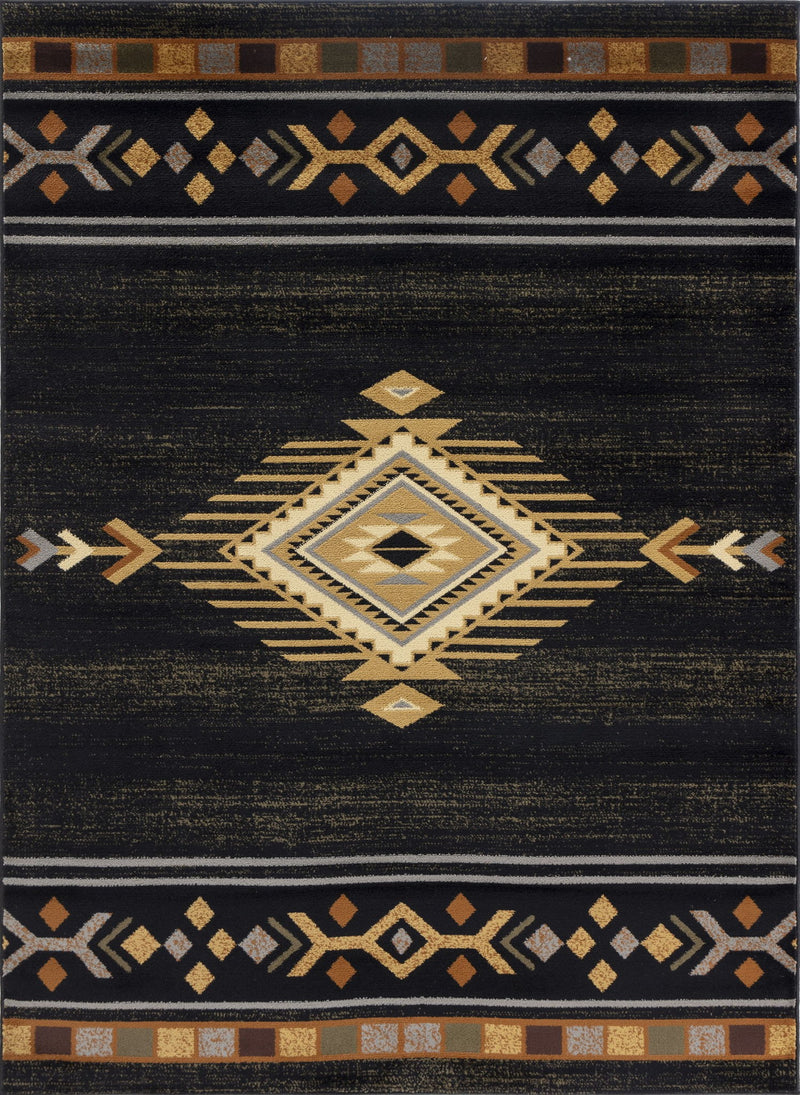 Tribes - 7'10" X 10'3" Southwest Area Rug - Black - R&R Furniture Gallery (Fountain Valley, CA)
