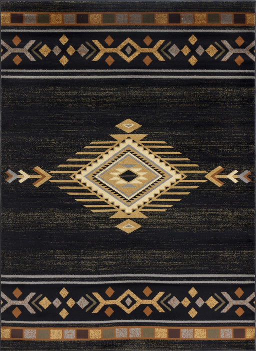 Tribes - 7'10" X 10'3" Southwest Area Rug - Black - R&R Furniture Gallery (Fountain Valley, CA)