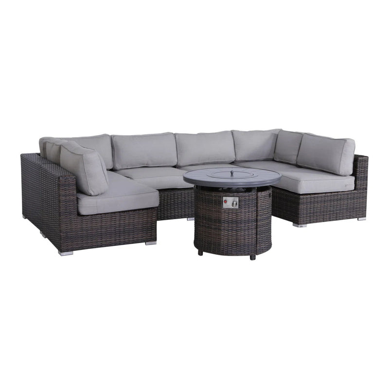 Wicker Outdoor Lounge Set With Cushions And Fire Pit - R&R Furniture Gallery (Fountain Valley, CA)