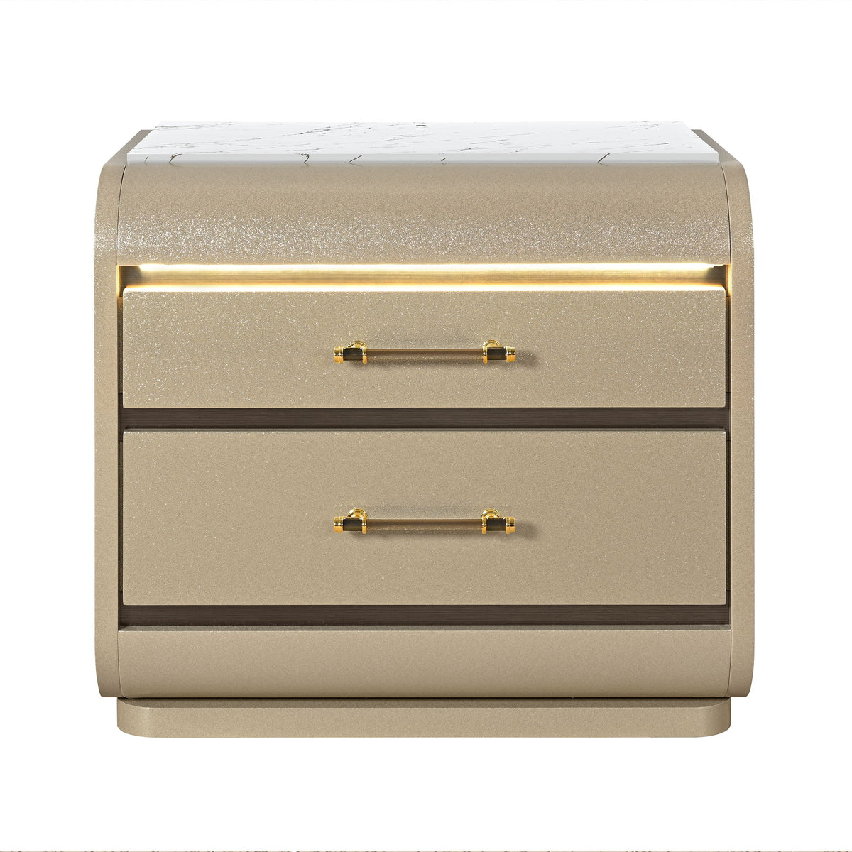 Gigi - Nightstand With LED Lighting For Bedroom Storage - Gold