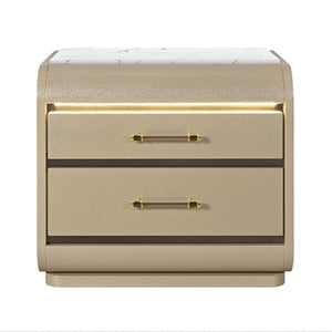 Gigi - Nightstand With LED Lighting For Bedroom Storage - Gold