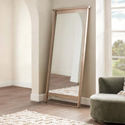Classic Home Juno floor mirror with coastal drift finish, tall rectangular design with a sleek frame reflecting natural light and coastal style.