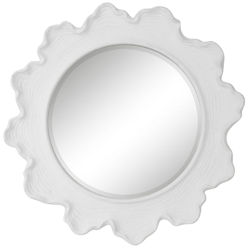 White round wall mirror with a sea coral-inspired frame by Uttermost, perfect for coastal or nautical decor.