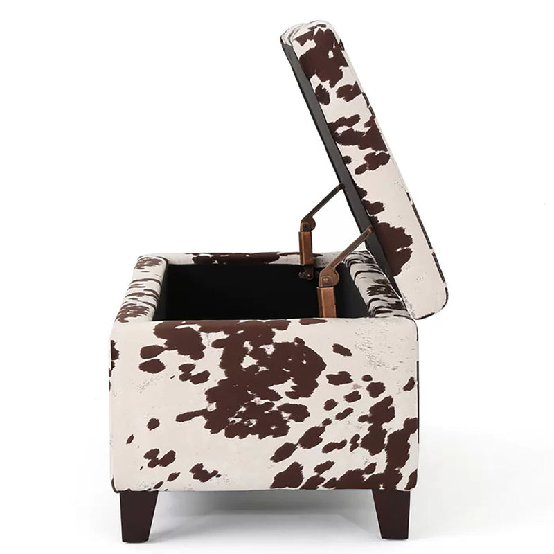Brown multi storage ottoman from Noble House featuring a cushioned top and spacious interior for versatile home storage.