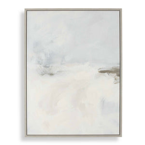 Simple Serenity - Framed Abstract Art - White / Light Blue