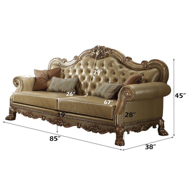 Dresden - Sofa - Bone PU & Gold Patina - R&R Furniture Gallery (Fountain Valley, CA)