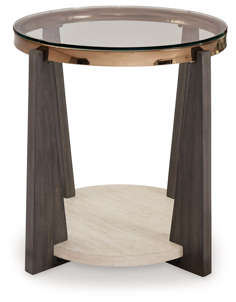 Frazwa - Round End Table - Multi - R&R Furniture Gallery (Fountain Valley, CA)