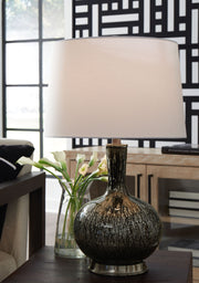 Tenslow - Glass Table Lamp - Antique Black - R&R Furniture Gallery (Fountain Valley, CA)