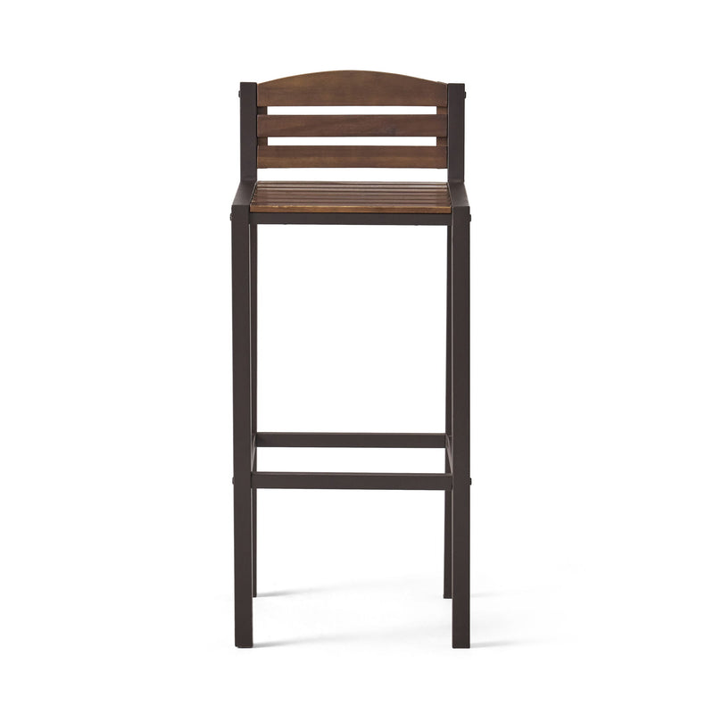 Outdoor Barstool With Slat Panel Design (Set of 2) - Dark Brown - R&R Furniture Gallery (Fountain Valley, CA)