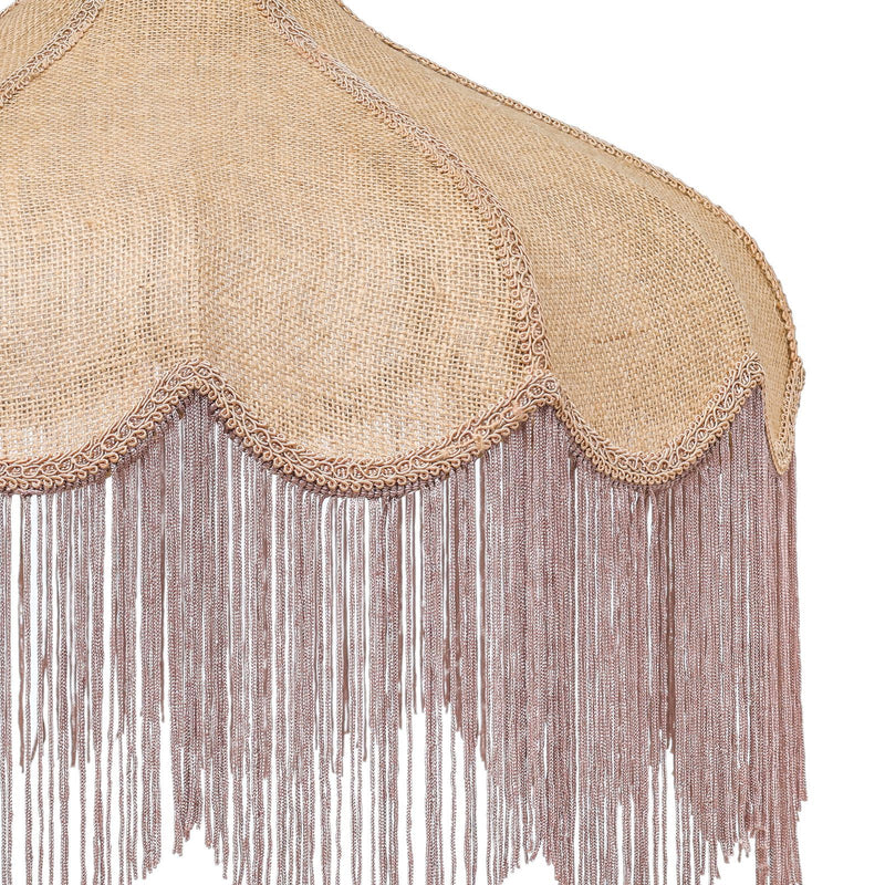 Buchanan - Jute Fringed Scalloped Table Lamp - Pink - R&R Furniture Gallery (Fountain Valley, CA)