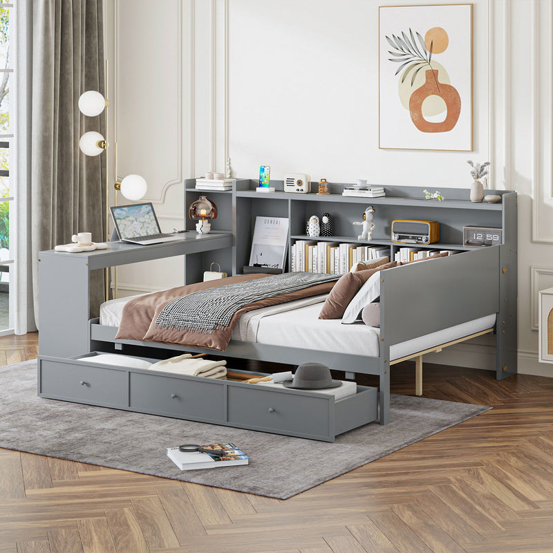 Daybed With 3 Drawers USB Ports And Desk - R&R Furniture Gallery (Fountain Valley, CA)