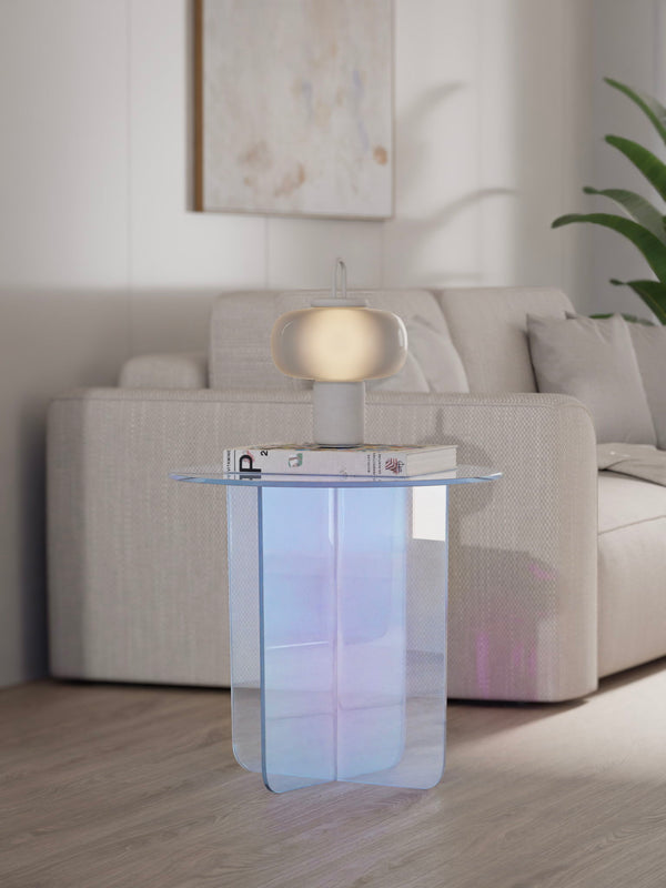 Fomo Large End Table in Iridescent Glass