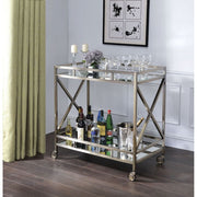 Kristensen - Serving Cart - Mirrored & Antique Gold - R&R Furniture Gallery (Fountain Valley, CA)
