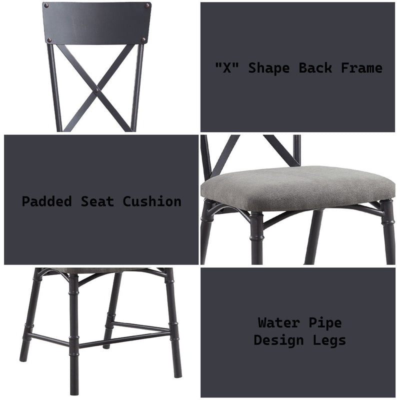 Edina - Side Chair (Set of 2) - Gray Fabric, Oak & Sandy Black - R&R Furniture Gallery (Fountain Valley, CA)