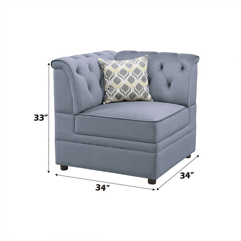 Bois II - Modular Wedge - Gray Velvet - R&R Furniture Gallery (Fountain Valley, CA)