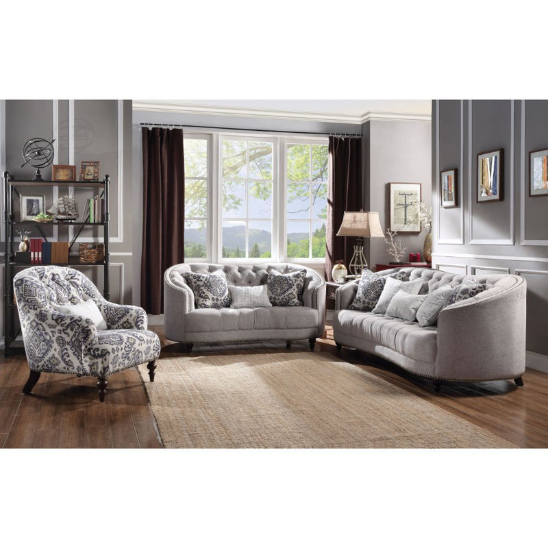 Saira - Loveseat With 3 Pillows - Light Gray Fabric - R&R Furniture Gallery (Fountain Valley, CA)