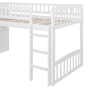 DreamHaus loft stairway bed with two drawers, convertible ladder, and slide for kids’ bedroom, showcasing its functional design.