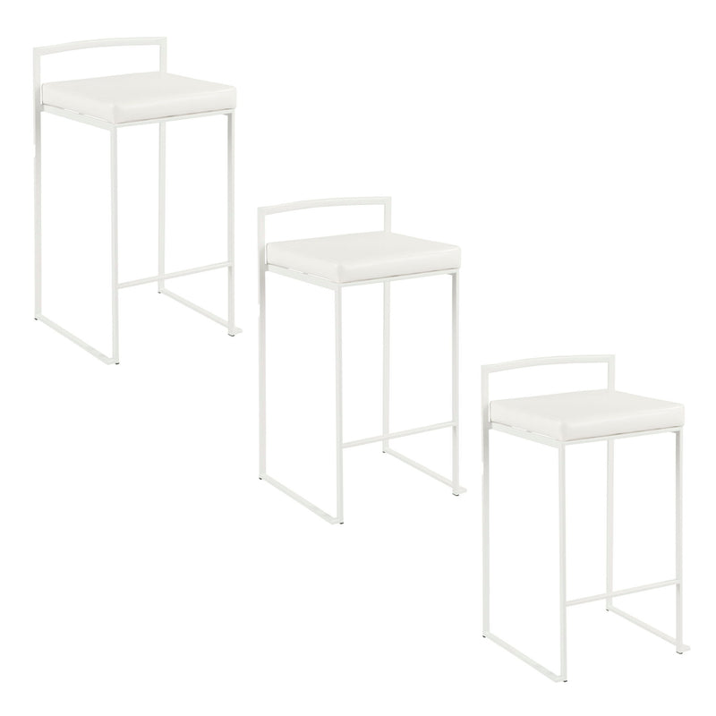 Lumi Source Fuji stackable counter stool set featuring simple, elegant contemporary design with sleek metal legs and comfortable seats.