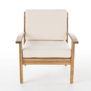 Outdoor Club Chair With Cushion And Acacia Wood Frame - Teak - R&R Furniture Gallery (Fountain Valley, CA)
