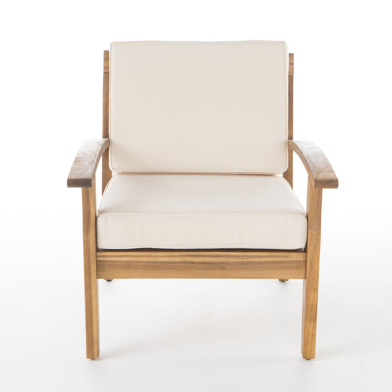 Outdoor Club Chair With Cushion And Acacia Wood Frame - Teak - R&R Furniture Gallery (Fountain Valley, CA)