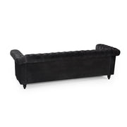 Noble House Chesterfield style 3-seater sofa with deep button tufting and classic stationary design, upholstered in rich fabric.