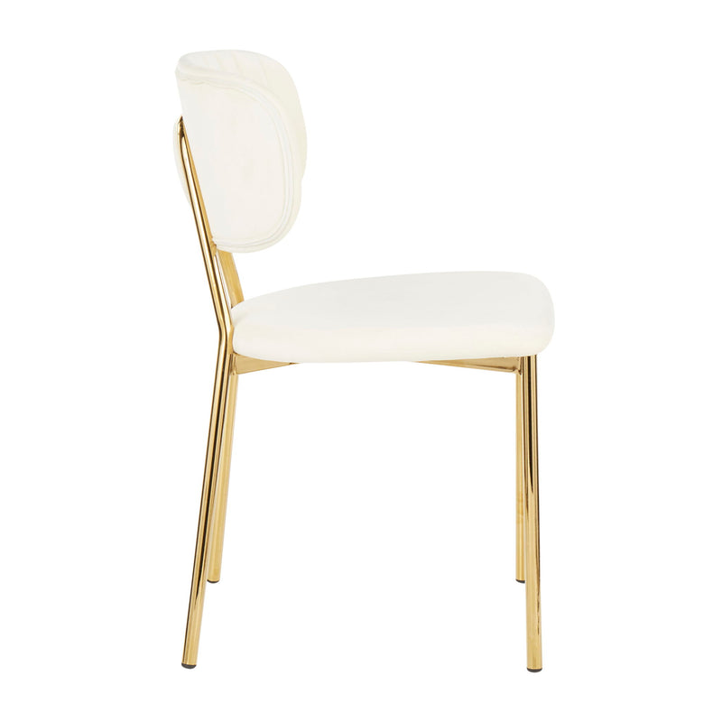 Set of two Lumi Source Bouton contemporary glam chairs with sleek upholstered seats and stylish metallic legs.
