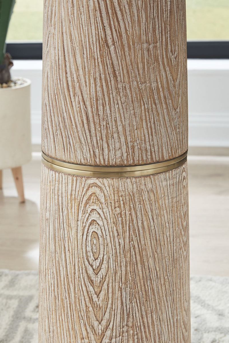 Gasparleigh - Poly Floor Lamp - Brown / Gold Finish - R&R Furniture Gallery (Fountain Valley, CA)