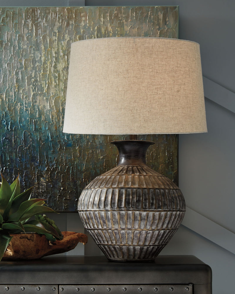 Magan - Metal Table Lamp  - Antique Bronze Finish - R&R Furniture Gallery (Fountain Valley, CA)