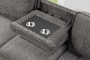 Estelle - Fabric Reversible Sleeper Sectional With Storage Chaise Drop-Down Table 2 Cup Holders And 2 USB Ports - R&R Furniture Gallery (Fountain Valley, CA)