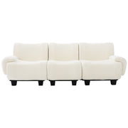 Noble House 3-seater sofa with curved armrests, stationary design, beige fabric upholstery, and plush cushioning.