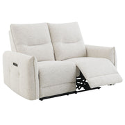 Lalisa - Power Motion Loveseat With USB Port - Cream Chenille - R&R Furniture Gallery (Fountain Valley, CA)