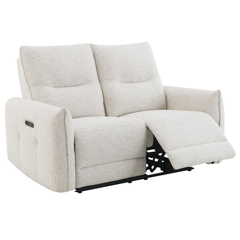 Lalisa - Power Motion Loveseat With USB Port - Cream Chenille - R&R Furniture Gallery (Fountain Valley, CA)