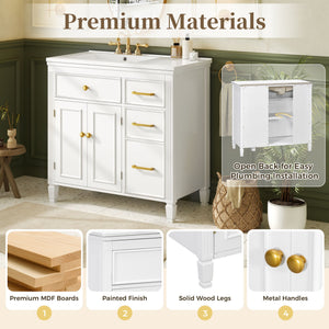 2 Piece Freestanding Bathroom Vanity Set With Sink Top, Reversible Dual Layout