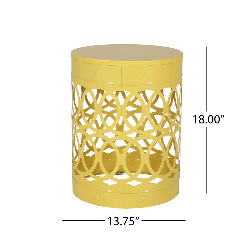 Modern outdoor metal end table by Noble House with a sleek design, ideal for patio or garden seating areas.