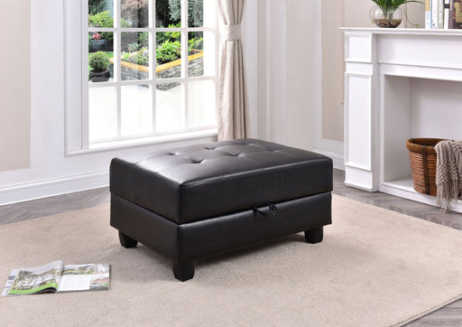 Contemporary upholstered storage ottoman from Glory Furniture with a sleek design and soft fabric, ideal for modern living rooms.