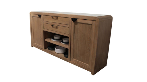 Escape - Dining Buffet Server With Stone Top - Glazed Natural Oak / Natural Cane / Vanilla Bean Stone - R&R Furniture Gallery (Fountain Valley, CA)