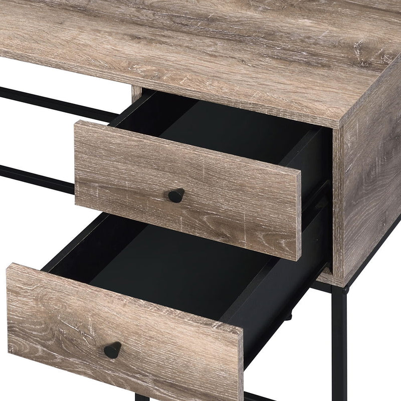 Desirre - Writing Desk With USB - Rustic Oak & Black - R&R Furniture Gallery (Fountain Valley, CA)