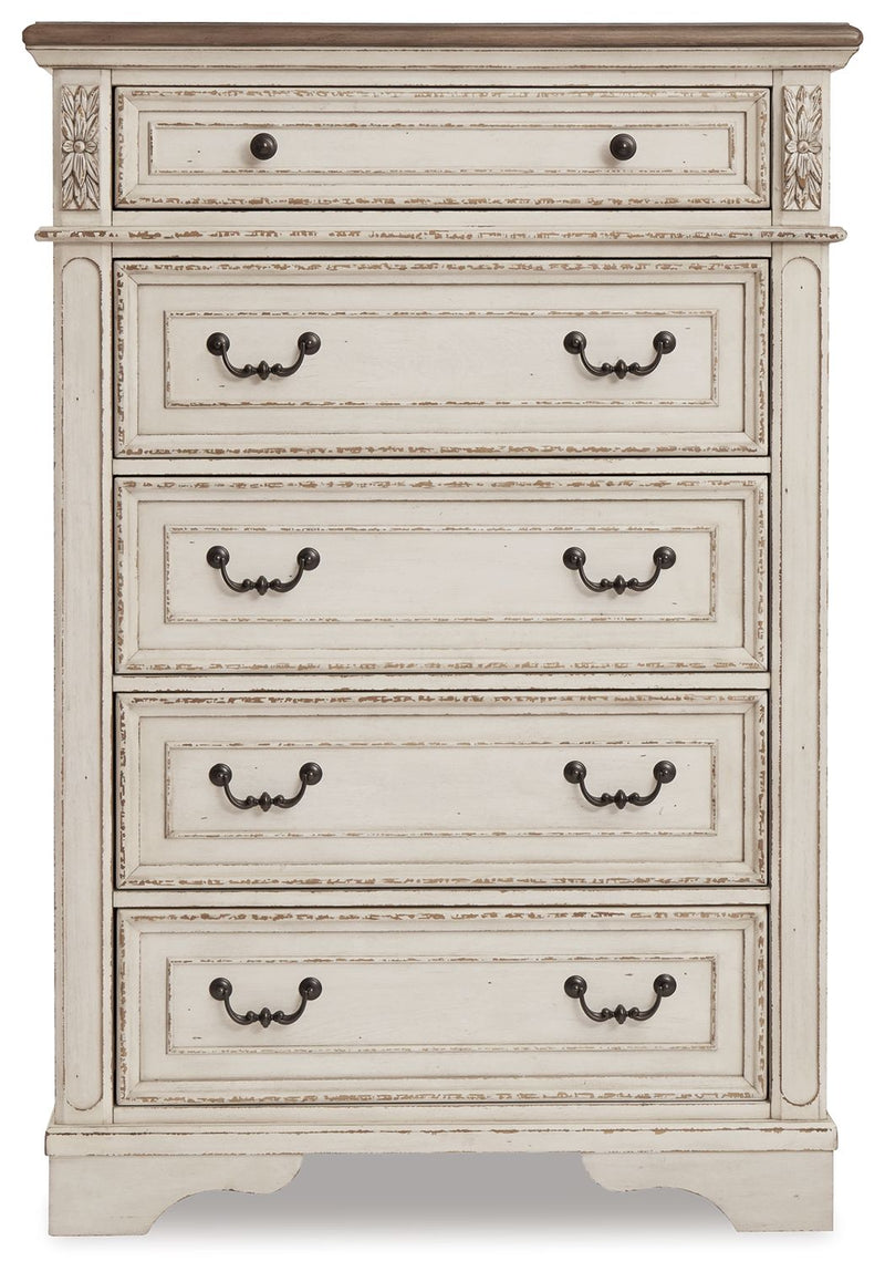 Realyn - Five Drawer Chest - White / Brown / Beige - R&R Furniture Gallery (Fountain Valley, CA)