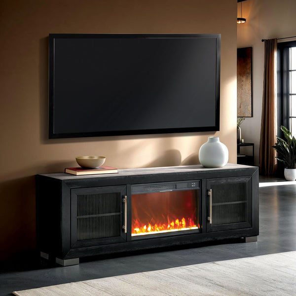 72" TV Stand w/ Fireplace - FM-AC415BK-TV-72