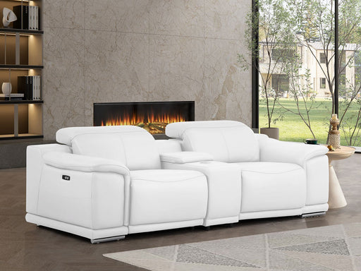 2679 - Genuine Leather Console Loveseat With Dual Power Recliners - R&R Furniture Gallery (Fountain Valley, CA)