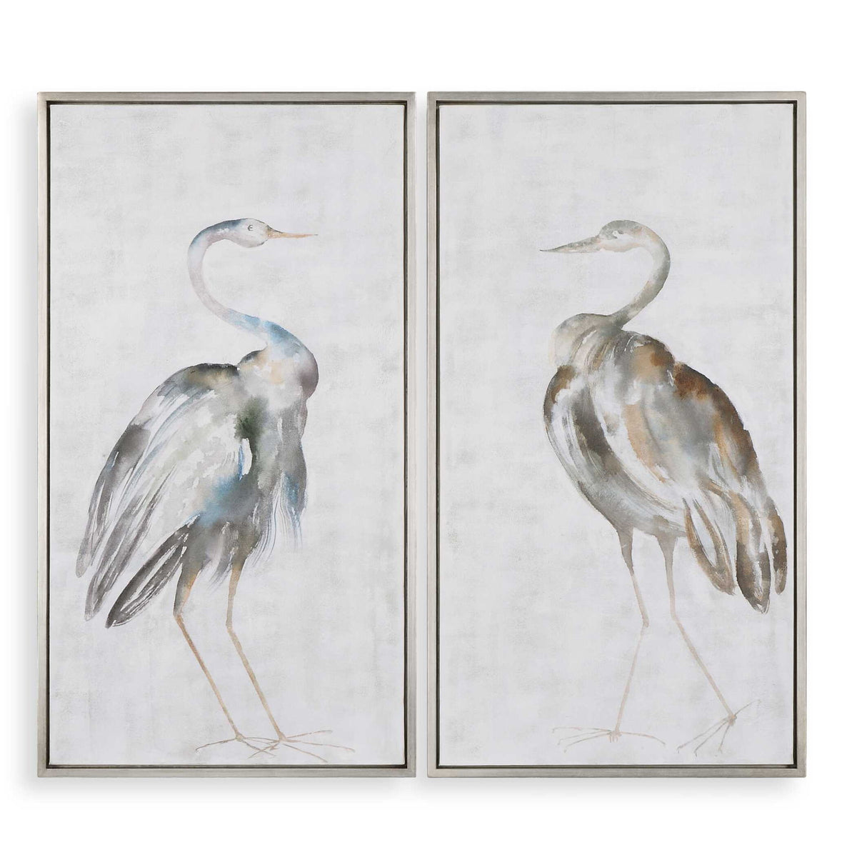 Summer Birds - Framed Art (Set of 2) - Silver