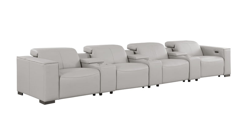1208 - 7 Piece Leather Sofa With 4 Power Recliners And Power Headrests