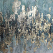 Hand-painted blue canvas art by Uttermost featuring abstract divide design, perfect for modern wall decor.