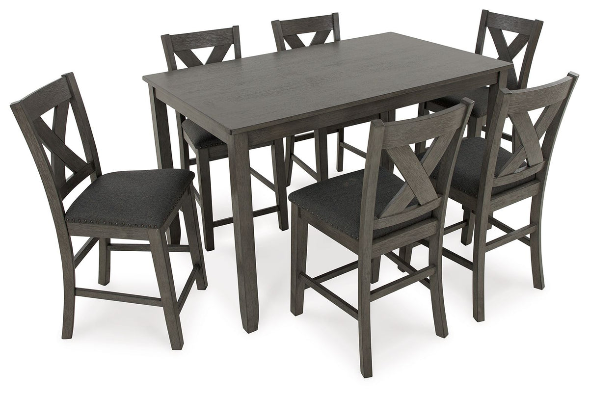 Caitbrook - Rect Drm Counter Table Set (Set of 7) - Gray - R&R Furniture Gallery (Fountain Valley, CA)