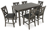 Caitbrook - Rect Drm Counter Table Set (Set of 7) - Gray - R&R Furniture Gallery (Fountain Valley, CA)