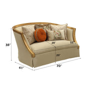 Daesha - Loveseat With 5 Pillows - Tan Flannel & Antique Gold - R&R Furniture Gallery (Fountain Valley, CA)