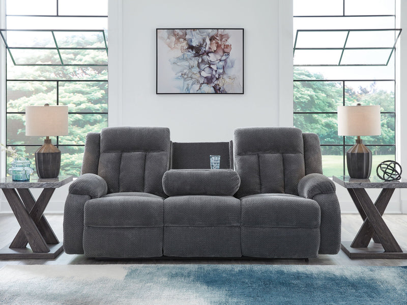 Observation - Reclining Power Sofa With Drop Down Table - Steel - R&R Furniture Gallery (Fountain Valley, CA)