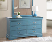 Traditional storage dresser by Glory Furniture featuring multiple drawers and elegant wood finish in a classic design.