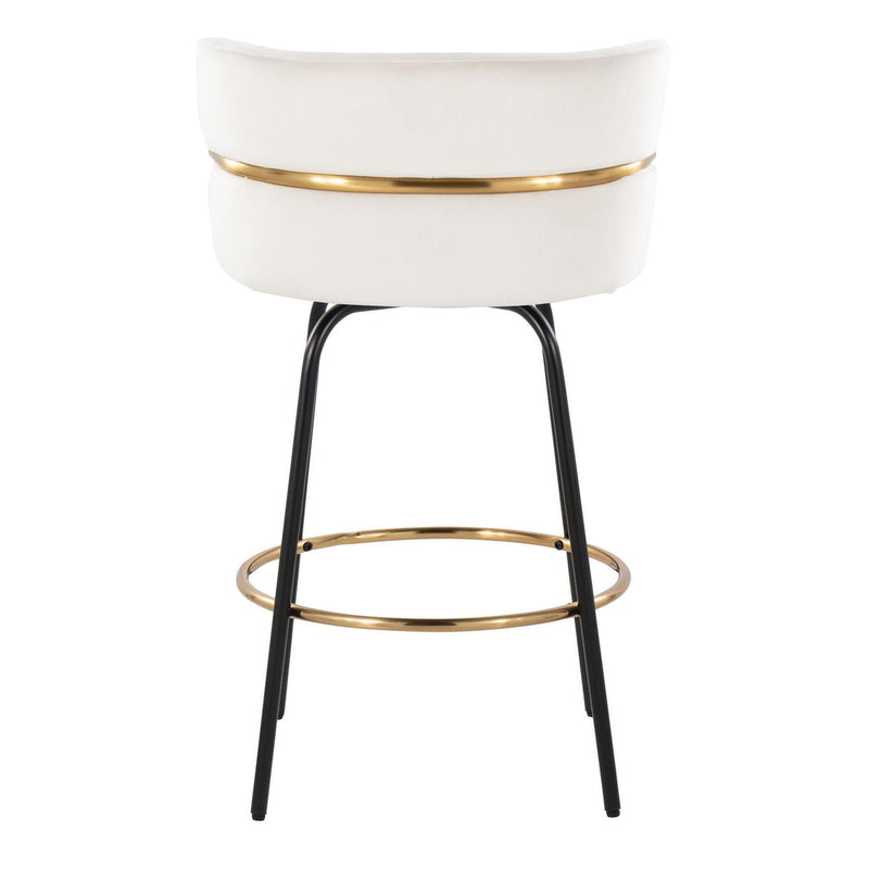 Lumi Source Cinch contemporary fixed height counter stool set with swivel, round footrest, modern design, and sleek finish.