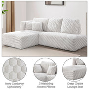 Manya - Sectional Sofa - Ivory Corduroy - R&R Furniture Gallery (Fountain Valley, CA)